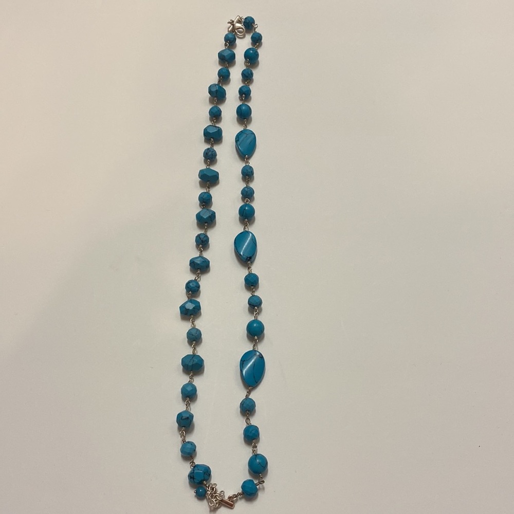 Turquoise necklace on silver chain